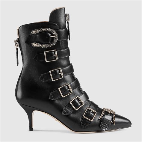 gucci buckled leather ankle boots|Gucci black leather ankle boots.